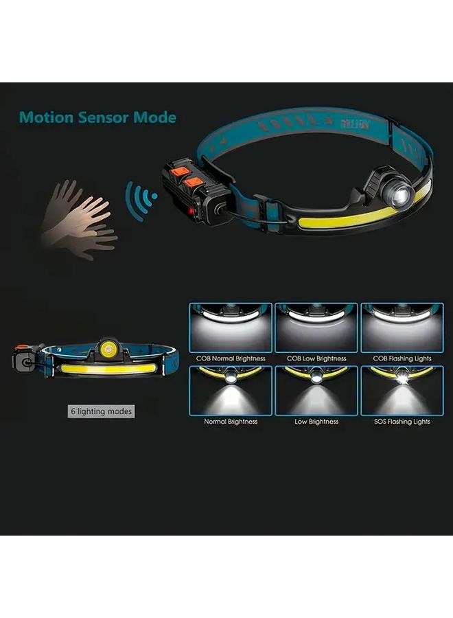 2pcs USB Rechargeable Motion Sensor Headlamp 6 Modes Adjustable Brightness Outdoor Work - Image 5