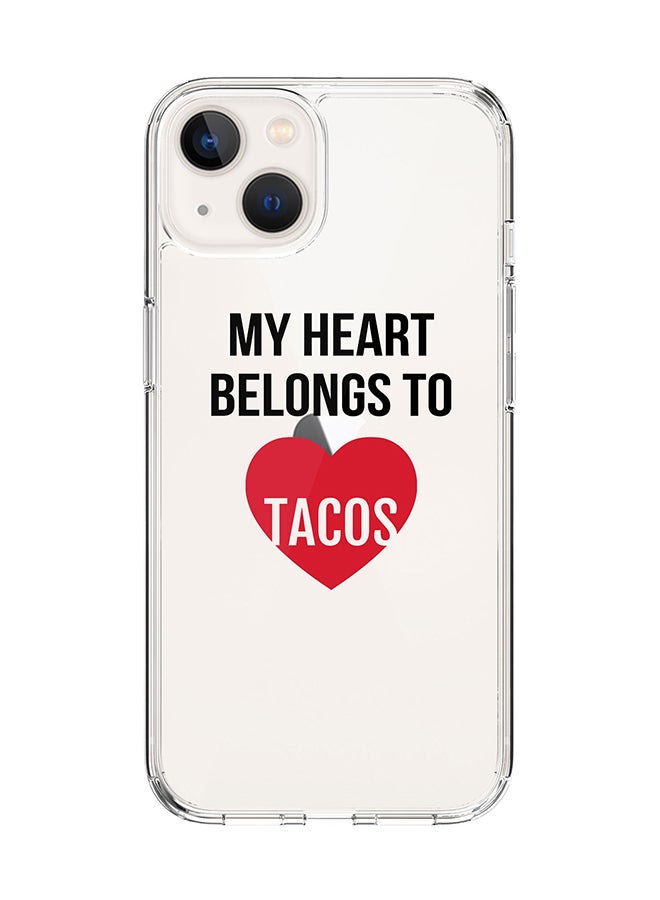 Stylizedd Classic Clear for Apple iPhone 14 Case Hybrid Soft Cover Flexible Edges Anti Drop TPU PC Gel Thin Transparent Cover [ Designed for Apple iPhone 14 ] - My heart belongs to tacos