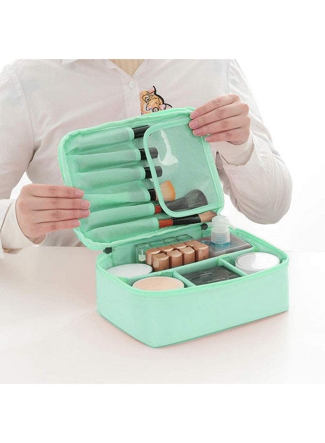 DR Mall Nylon Travel Cosmetic Bag Makeup Pouch for Zippered Cosmetic Bag Vanity Bag with Adjustable Compartment Women, and Girls with Dividers (Light Green) - Image 5