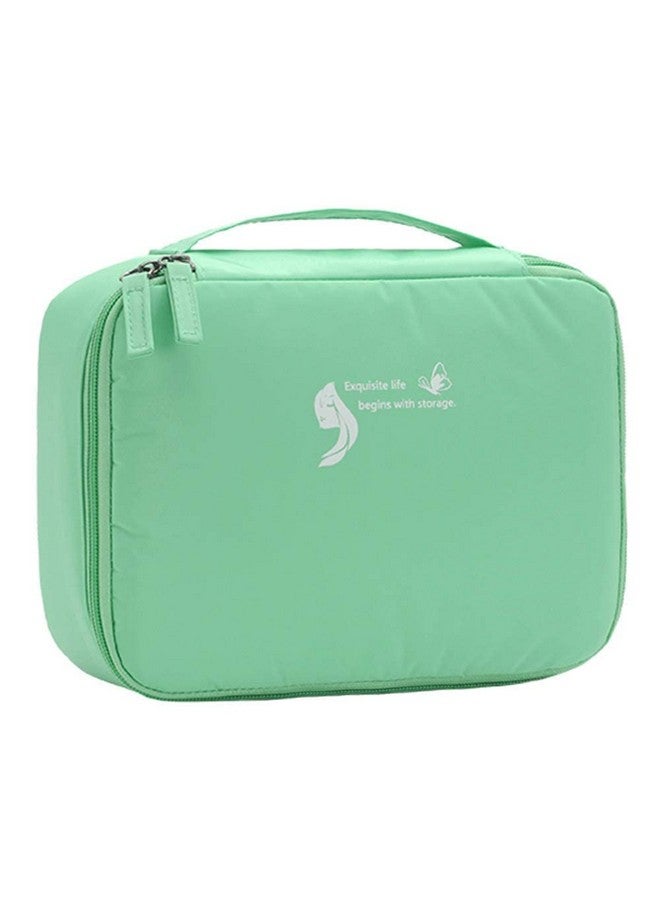 DR Mall Nylon Travel Cosmetic Bag Makeup Pouch for Zippered Cosmetic Bag Vanity Bag with Adjustable Compartment Women, and Girls with Dividers (Light Green) - Image 3