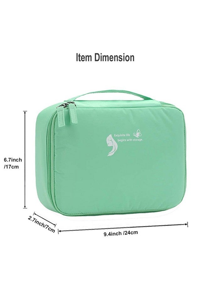 DR Mall Nylon Travel Cosmetic Bag Makeup Pouch for Zippered Cosmetic Bag Vanity Bag with Adjustable Compartment Women, and Girls with Dividers (Light Green) - Image 2