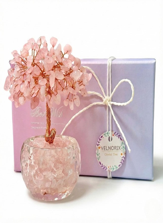 VELNORIX Rose Quartz Crystal Tree of Life - Natural Gemstone Feng Shui Bonsai - Healing Crystals Decor for Home Office, Attract Love & Relationships - Spiritual Gifts for Women (Pink) - Image 1