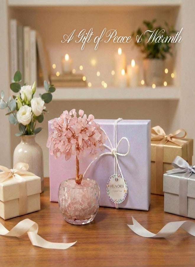 VELNORIX Rose Quartz Crystal Tree of Life - Natural Gemstone Feng Shui Bonsai - Healing Crystals Decor for Home Office, Attract Love & Relationships - Spiritual Gifts for Women (Pink) - Image 4