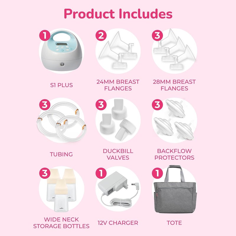 Spectra Baby S1 Plus Premier Rechargeable Breast Pump with Grey Tote Premium Accessory Kit  28 mm - Image 2