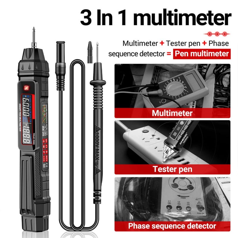 MAGICLULU Ab Multimeter Tester Pen Type Digital Multimeter Voltage Detector Dc Ac Voltmeter Diode Connectivity Detector Multi Tester for Household Clip and Built Flashlight - Image 5