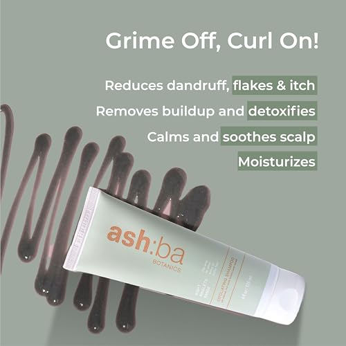 Ashba Botanics Exfoliating Shampoo For Women & Men with Curly & Wavy Hair | Natural AHAs, Tea Tree, Peppermint, Rosemary & Charcoal Gently Cleanses, Removes Buildup & Dandruff | No Itchy Scalp 120ml - Image 2