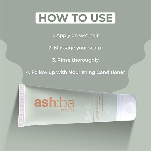 Ashba Botanics Exfoliating Shampoo For Women & Men with Curly & Wavy Hair | Natural AHAs, Tea Tree, Peppermint, Rosemary & Charcoal Gently Cleanses, Removes Buildup & Dandruff | No Itchy Scalp 120ml - Image 5