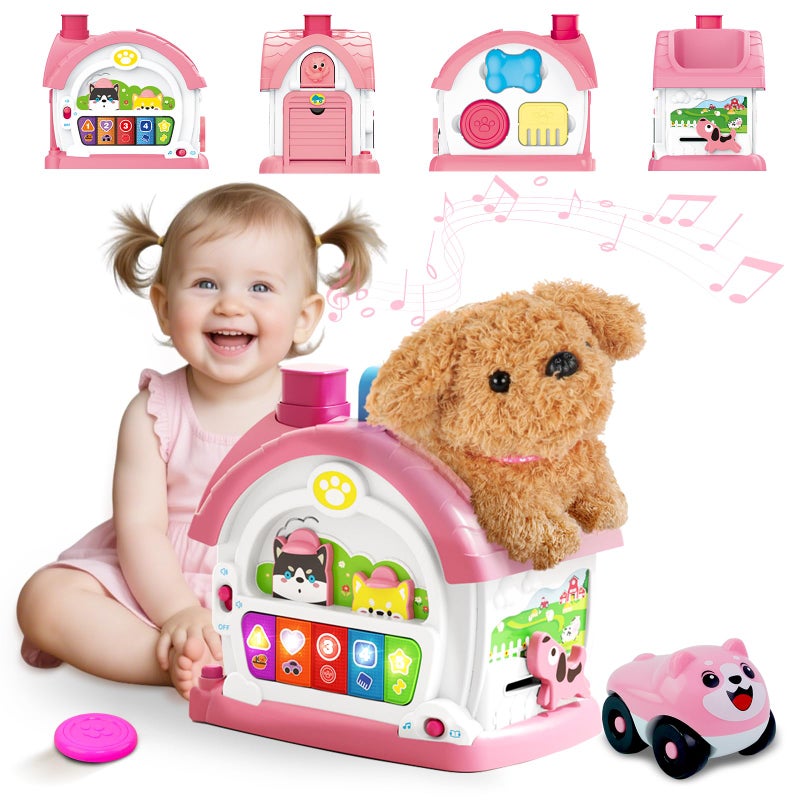 Ming You Montessori Toys for 1 2 3 Year Old Girl Gifts Musical Toy House with Stuffed Puppy Car Baby Toys 1218 Month Learning Educational Toy for Toddler 13 First Birthday Gifts for Girls Pink - Image 3