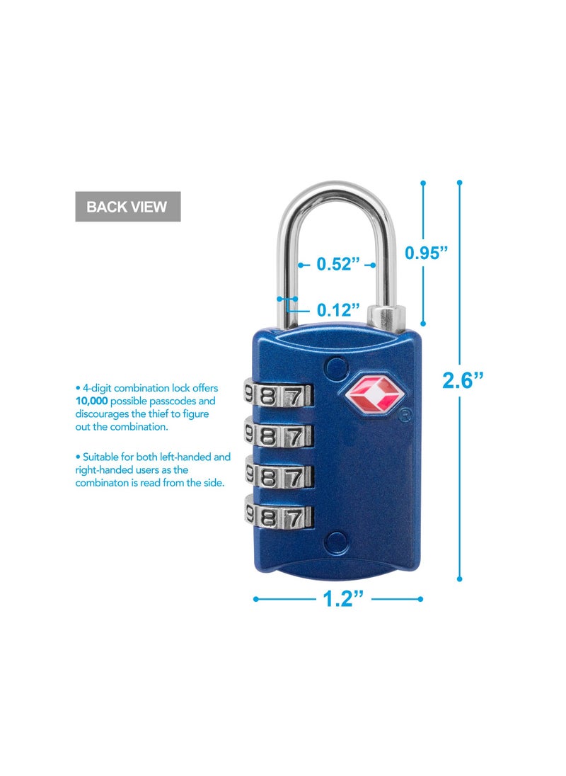 SYOSI - 2 Pieces TSA Approved 4 Digit Combination Padlocks, Steel Combination Locks TSA Certified 4 Digit TSA Travel Padlocks Heavy Duty TSA Steel Padlocks TSA Combination Steel Locks for Luggage Cabinet - Image 1
