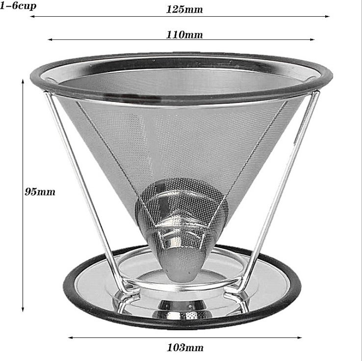 V60 Stainless Steel Coffee Filter With Base Filter Paper-Free Coffee Filter - Image 1