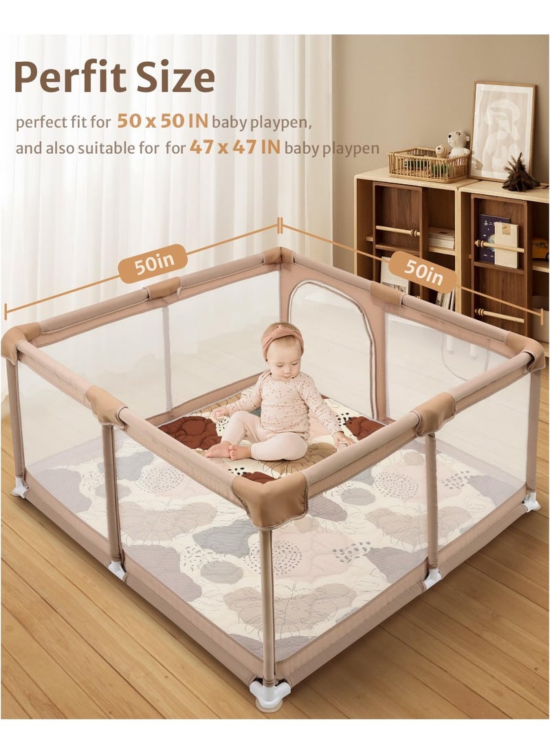 NNEWVANTE Baby Play Mats for Floor, 50x50 Play Mat for Playpen, Thicken Soft Padding Foam Playmats for Babies and Toddlers Infants, Foldable and Machine Washable Baby Crawling Mat  - Image 2
