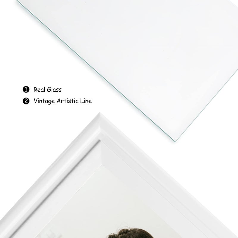 Tamolus 4x6 Double Hinged Picture Frame Folding Photo Frame Vertical and Horizontal in White Pine Wood with Real Glass for Tabletop X2-BAI-SH46 - Image 4