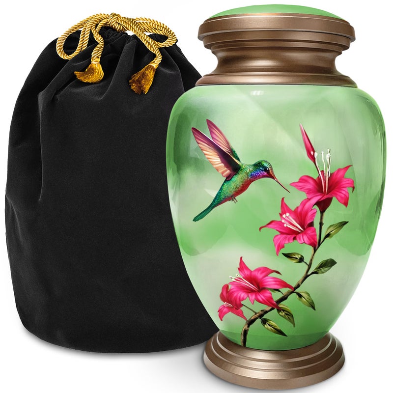Everlight Memorials Green Hummingbird Cremation Urn for Women â€” Large Memorial Urn for Human Ashes â€” A Tribute of Peace, Renewal & Everlasting Love (Adult) - Image 1