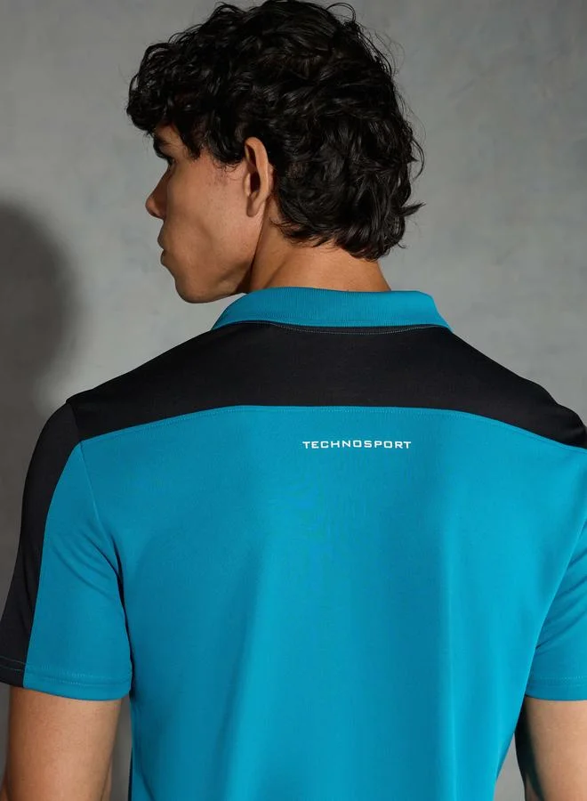 تكنوسبورت Technosport Men Color Block Relaxed Fit Polo