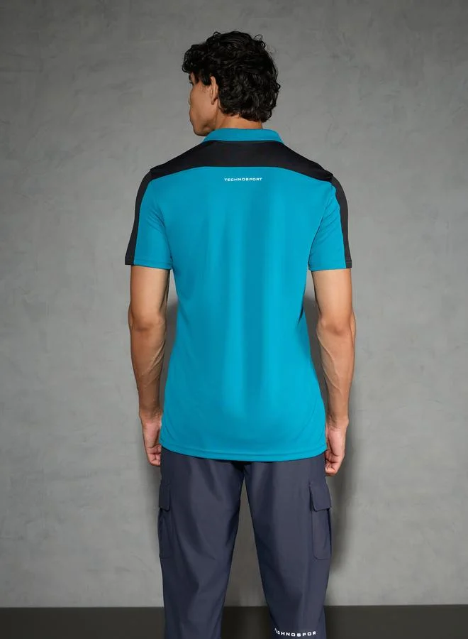 تكنوسبورت Technosport Men Color Block Relaxed Fit Polo