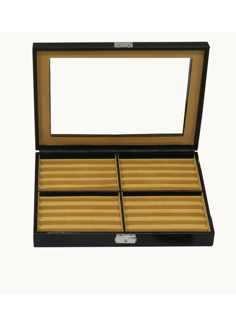 LAVERI LEATHER Laveri 20 Piece Genuine Leather Pen  Case Storage and Fountain Pen , Chain, Braslets Organizer Box with Key Lock - Image 1