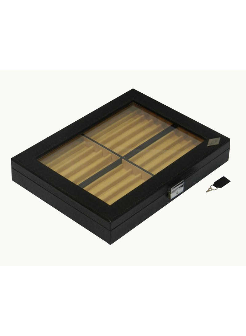 LAVERI LEATHER Laveri 20 Piece Genuine Leather Pen  Case Storage and Fountain Pen , Chain, Braslets Organizer Box with Key Lock - Image 3