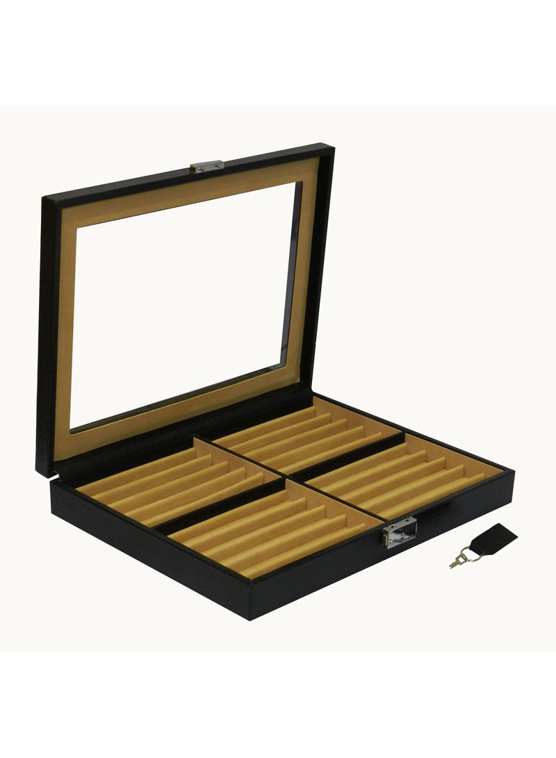 LAVERI LEATHER Laveri 20 Piece Genuine Leather Pen  Case Storage and Fountain Pen , Chain, Braslets Organizer Box with Key Lock - Image 5