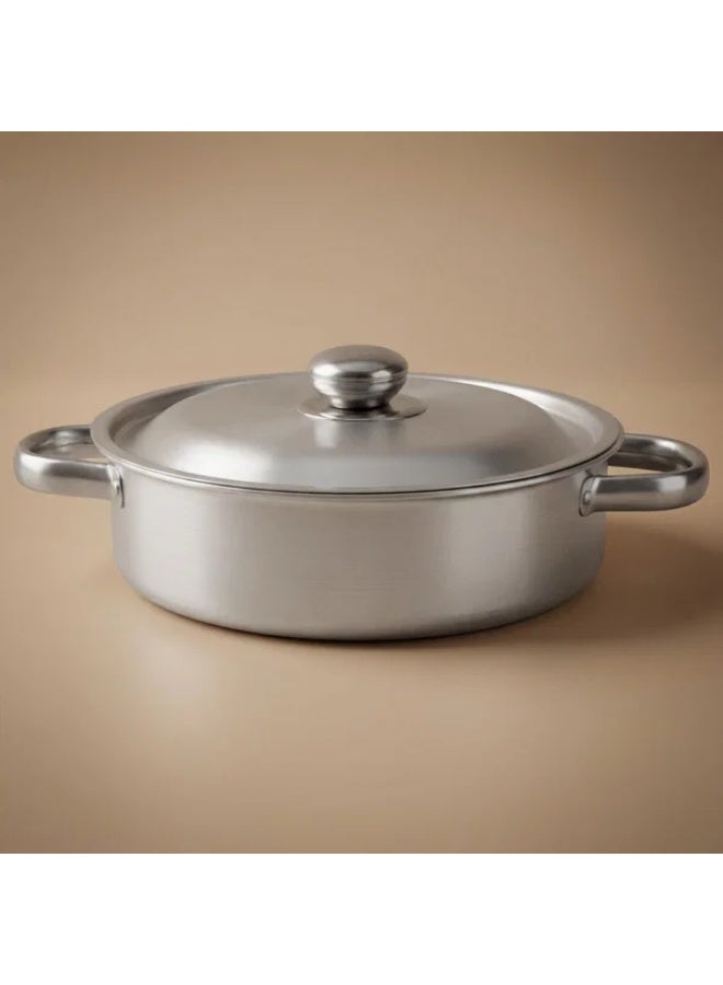 ROBUST aluminum oven tray, 26 cm, round, with lid, two handles - silver - Image 1