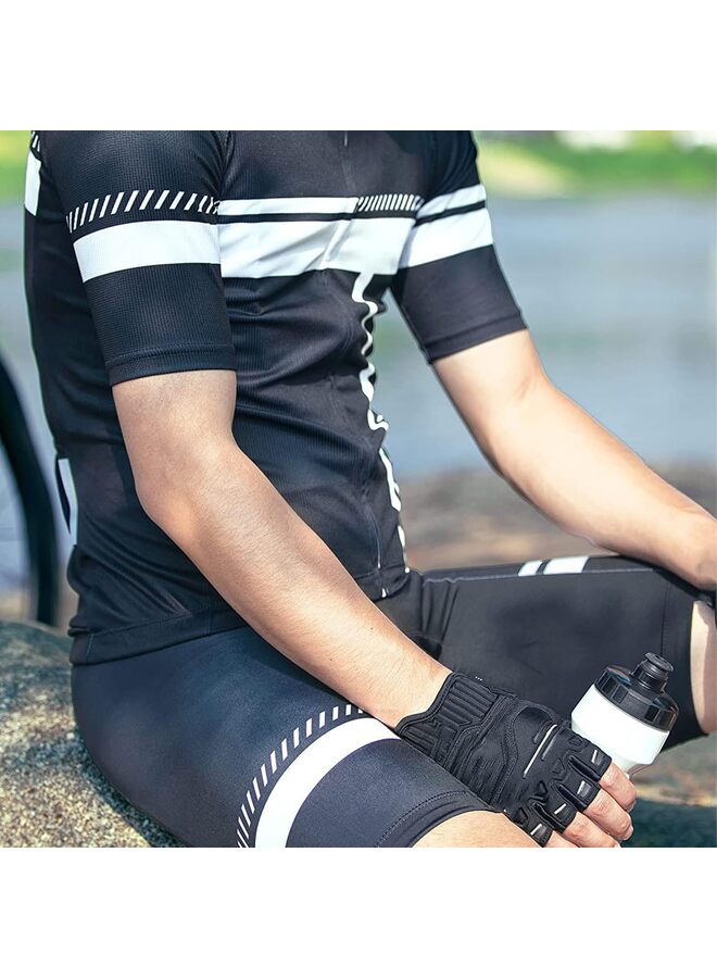 مجموعة ملابس جيرسي لركوب الدراجات، مجموعة جيرسي لركوب الدراجات، ملابس موحدة لركوب الدراجات سريعة الجفاف، ملابس ركوب الدراجات للرجال (أسود-XL) - Image 5