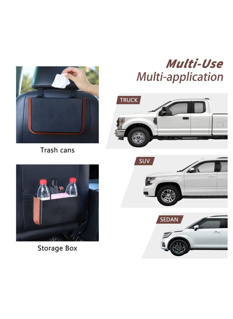 SYOSI Hanging Waterproof car Trash can, Foldable Back Seat Car Bin Organizer, Portable Automotive Garbage Cans Mini Container for Front Accessories(White) - Image 2