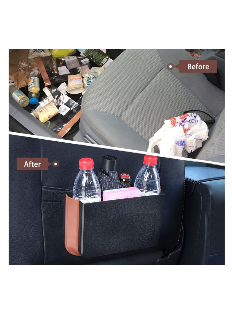 SYOSI Hanging Waterproof car Trash can, Foldable Back Seat Car Bin Organizer, Portable Automotive Garbage Cans Mini Container for Front Accessories(White) - Image 4