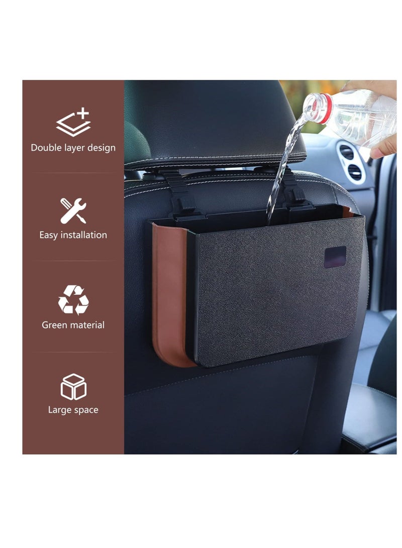 SYOSI Hanging Waterproof car Trash can, Foldable Back Seat Car Bin Organizer, Portable Automotive Garbage Cans Mini Container for Front Accessories(White) - Image 5