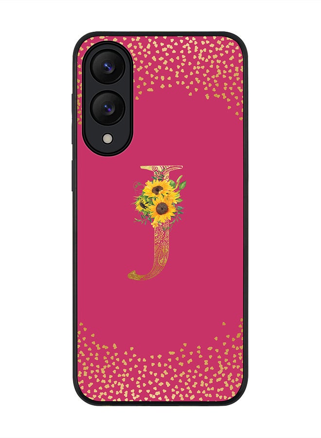 Stylizedd For Samsung Galaxy S25 Edge Case,Slim fit Camera Protection, Shockproof Thin Phone cover  - Custom Floral Monogram - J ( Deep Pink )