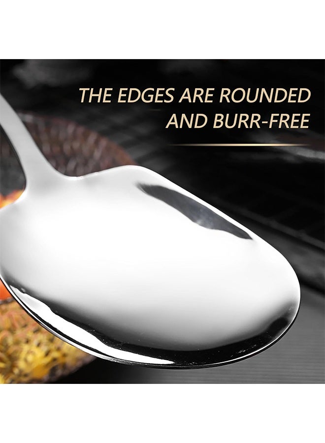 2 قطعة من ملاعق تقديم كبيرة من الفولاذ المقاوم للصدأ، ملعقة تقديم للطهي، ملعقة بوفيه فضية بمقبض طويل، ملعقة حساء، أداة مطبخ للطهي لتقديم الطعام والعشاء - Image 2