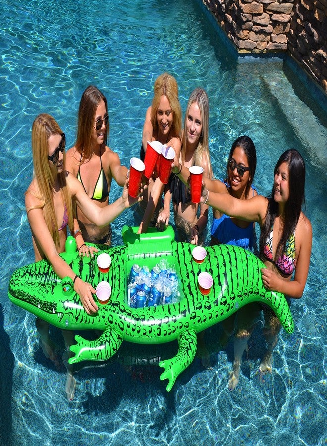 GoFloats GoPong Giant Party Gator Floating Alligator with Cooler and Cup Holders, Over 6 ft Long - Image 3