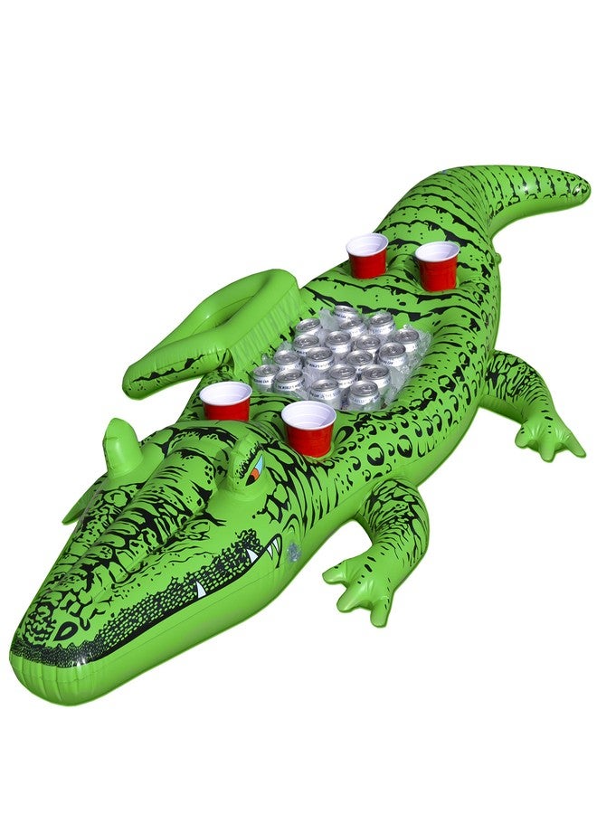 GoFloats GoPong Giant Party Gator Floating Alligator with Cooler and Cup Holders, Over 6 ft Long - Image 1