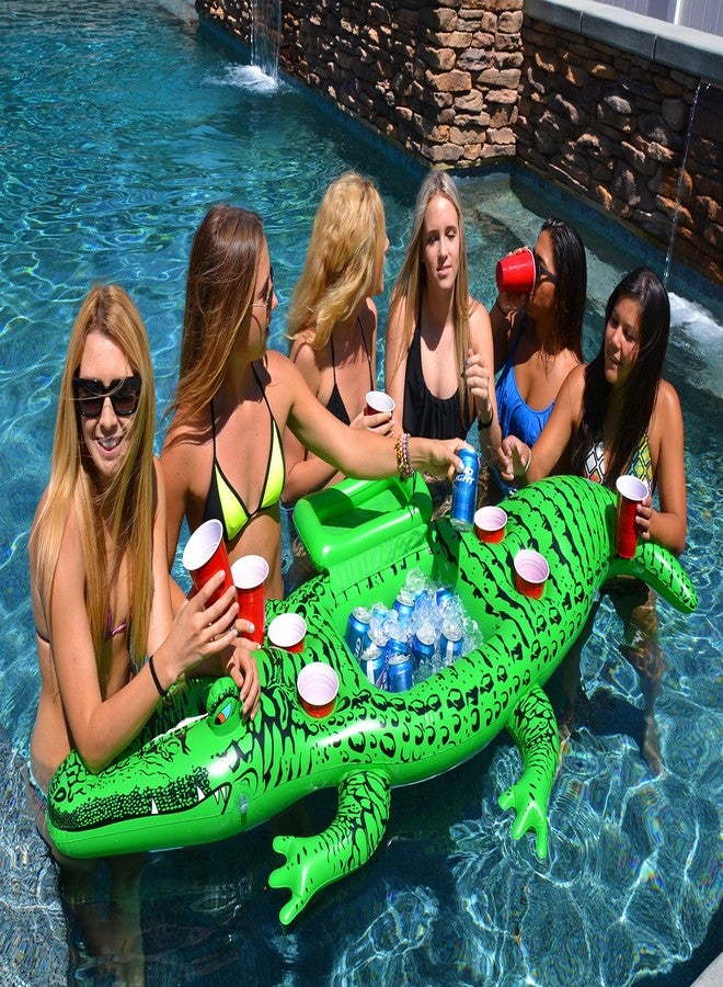 GoFloats GoPong Giant Party Gator Floating Alligator with Cooler and Cup Holders, Over 6 ft Long - Image 4