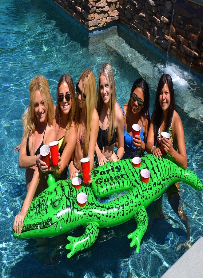 GoFloats GoPong Giant Party Gator Floating Alligator with Cooler and Cup Holders, Over 6 ft Long - Image 2