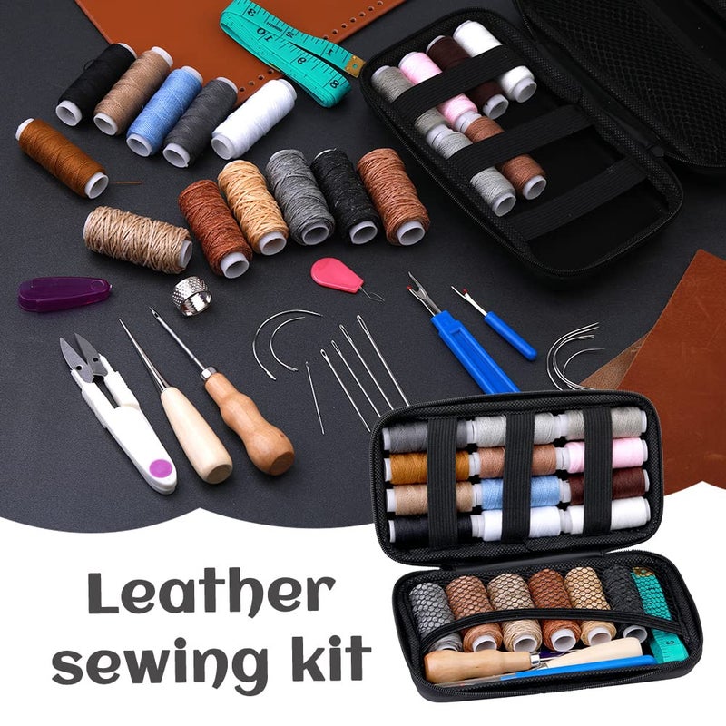 BUTUZE Upholstery Repair Kit, Leather Sewing Kit, Sewing Thread, Waxed Thread, Heavy Duty Hand Sewing Needles, Sewing Awl, Heavy Duty Sewing Kit for Car Carpet Sofa Shoe - Image 3