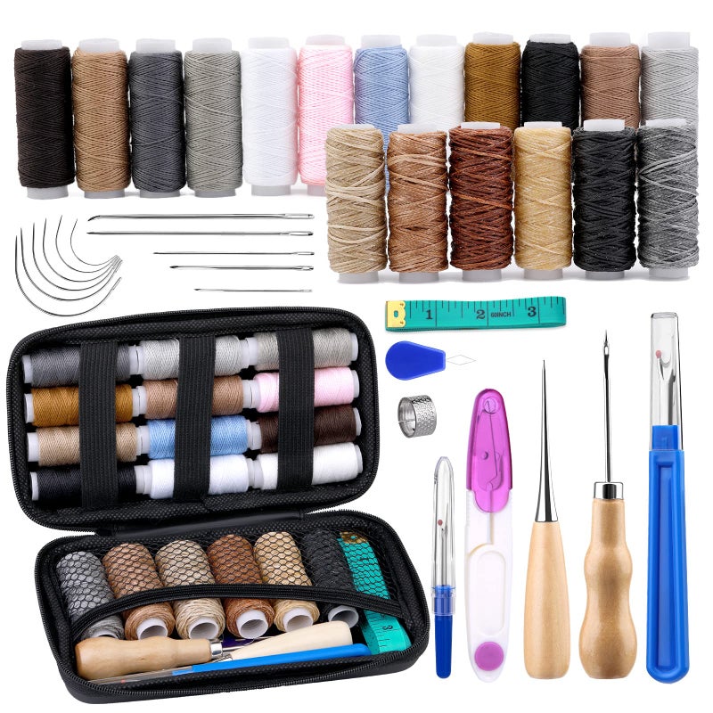 BUTUZE Upholstery Repair Kit, Leather Sewing Kit, Sewing Thread, Waxed Thread, Heavy Duty Hand Sewing Needles, Sewing Awl, Heavy Duty Sewing Kit for Car Carpet Sofa Shoe - Image 1