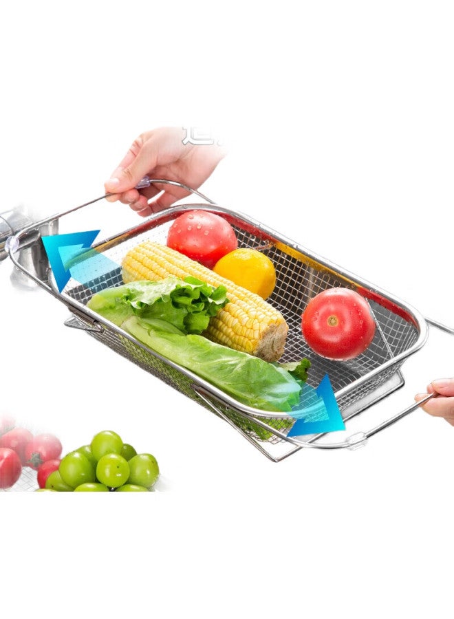 Newair Stainless Steel Draining Basket, Sink Drainer Rack, Extendable Dish Rack, Dishwashing Sink, Fruit And Vegetable Washing Basket, Storage Rack - Image 2