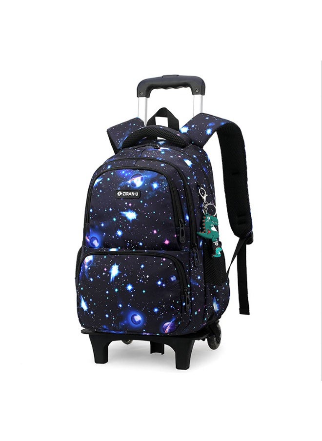 JCB CHIC Boys Rolling Backpacks Kids' Luggage Wheeled Bags Kids Trolley School Bags Space Starry Sky Printed Durable Bookbag 