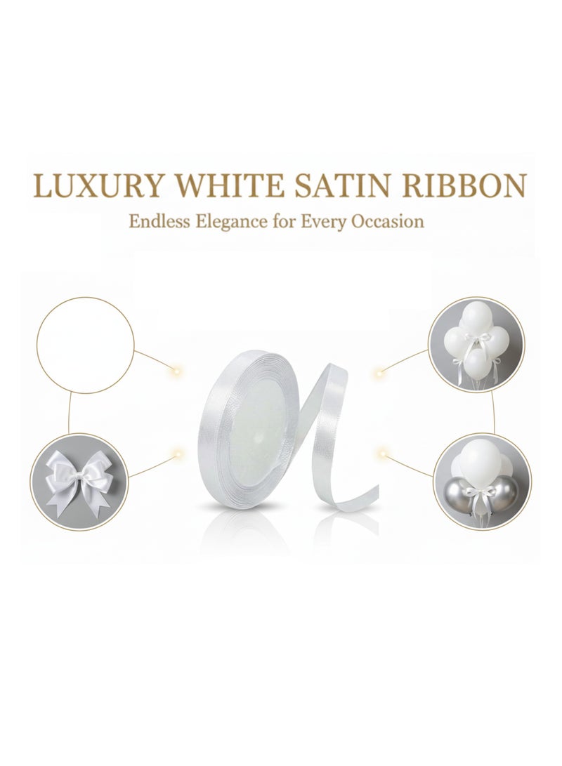 AMM White Satin Ribbon 12mm x 25 Yards – Polyester Fabric Ribbon for Gift Wrapping Wedding Decorations Party Favors Bow Making Bouquets Sewing & Craft Supplies - Image 3