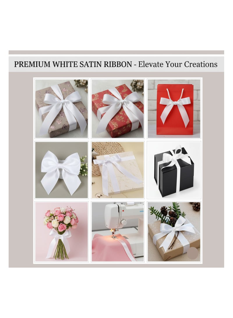 AMM White Satin Ribbon 12mm x 25 Yards – Polyester Fabric Ribbon for Gift Wrapping Wedding Decorations Party Favors Bow Making Bouquets Sewing & Craft Supplies - Image 4