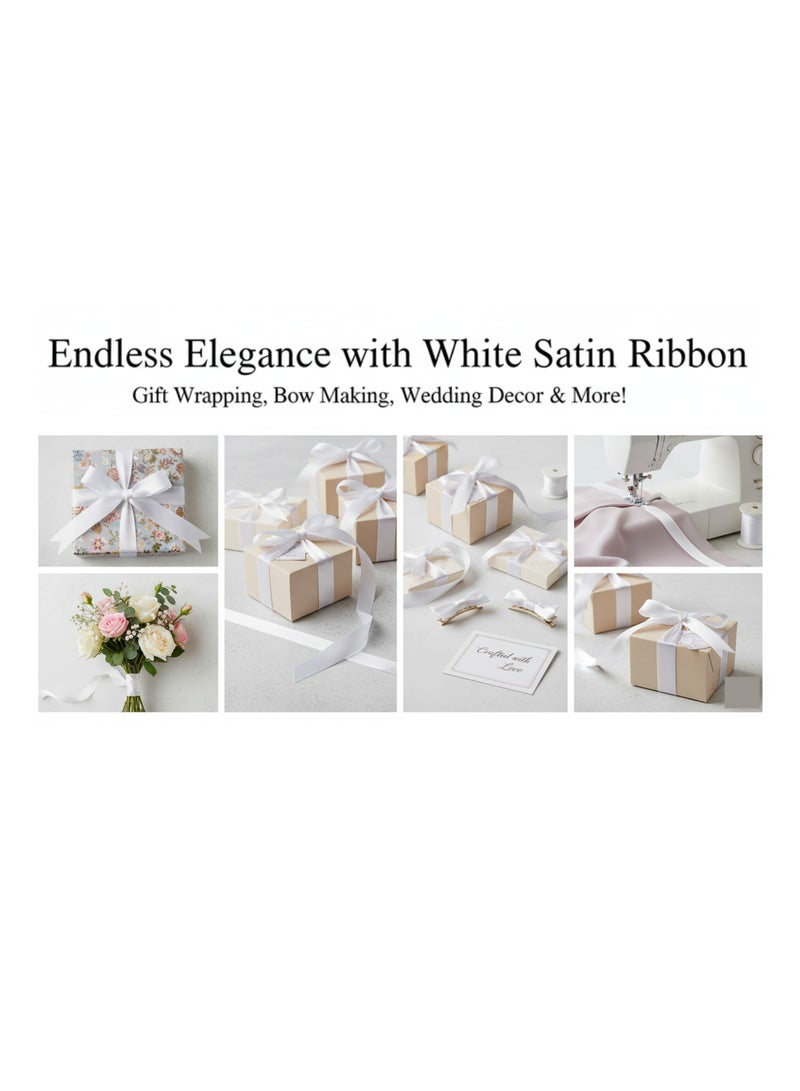 AMM White Satin Ribbon 12mm x 25 Yards – Polyester Fabric Ribbon for Gift Wrapping Wedding Decorations Party Favors Bow Making Bouquets Sewing & Craft Supplies - Image 5