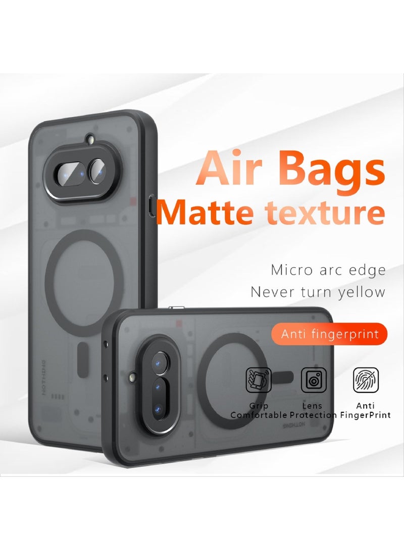 Adando Case Compatible with Nothing Phone 4a, Compatible with MagSafe, Airbag Protection Ultra-thin PC Shockproof Frosted Cover (Black) - Image 4