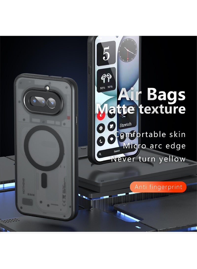 Adando Case Compatible with Nothing Phone 4a, Compatible with MagSafe, Airbag Protection Ultra-thin PC Shockproof Frosted Cover (Black) - Image 3