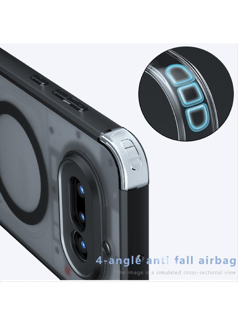 Adando Case Compatible with Nothing Phone 4a, Compatible with MagSafe, Airbag Protection Ultra-thin PC Shockproof Frosted Cover (Black) - Image 5