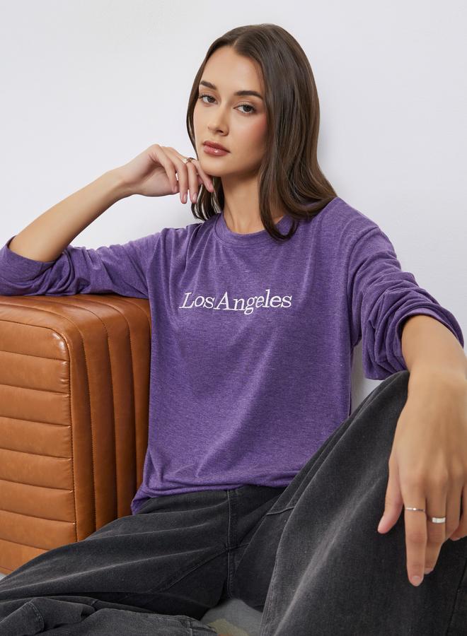 Styli Los Angeles Embroidered Long Sleeve T-Shirt - Image 1