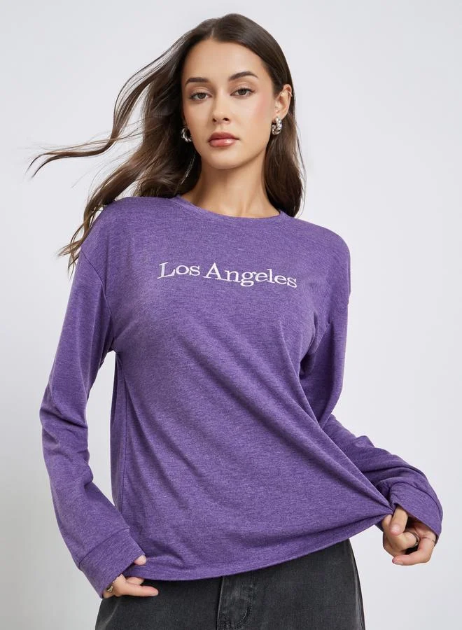 Styli Los Angeles Embroidered Long Sleeve T-Shirt