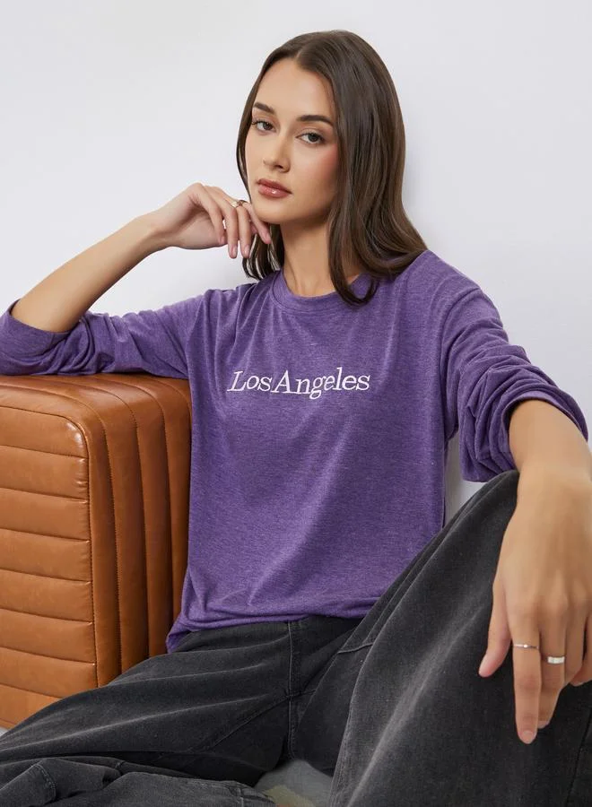 Styli Los Angeles Embroidered Long Sleeve T-Shirt