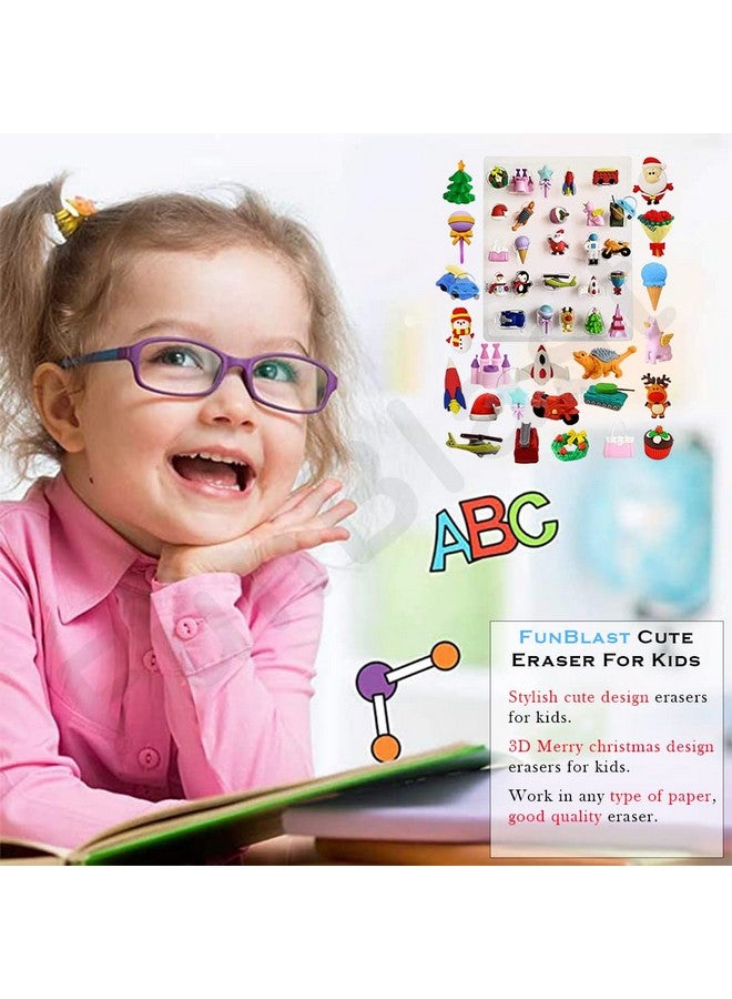 فنبلاست ممحاة عيد الميلاد المجيد من فن بلاست (مجموعة من ٢٥ قطعة) - ممحاة سانتا هدية قرطاسية للأطفال، ممحاة لأطفال المدارس (متعددة الألوان) - Image 3