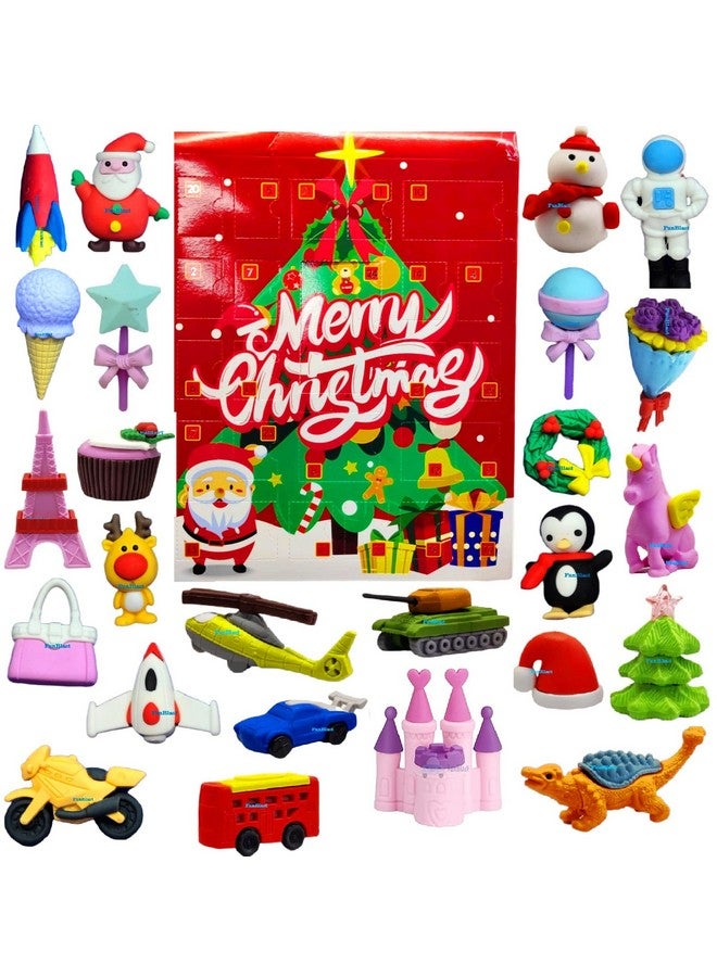 فنبلاست ممحاة عيد الميلاد المجيد من فن بلاست (مجموعة من ٢٥ قطعة) - ممحاة سانتا هدية قرطاسية للأطفال، ممحاة لأطفال المدارس (متعددة الألوان) - Image 1