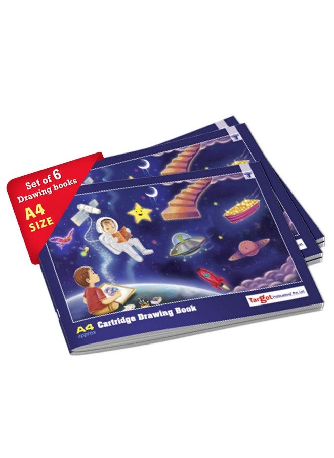 TARGET PUBLICATIONS A4 Size Drawing Book | Sketch Book/Art Book for Drawing, Painting and Colouring | 34 Cartridge Pages in Each Book | Soft Bound Cover | 29.5 cm x 21 cm Approx | Set of 6  - Image 1
