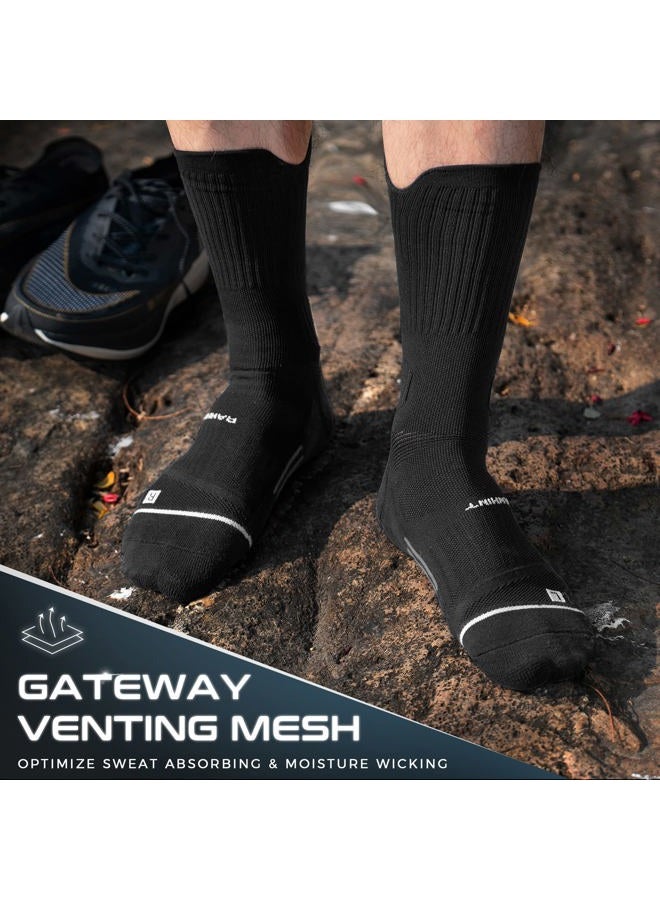 Rahhint Compression Running Socks 3 Pairs, Cushion Crew Socks, Anti-Blister Moisture Wicking Athletic Hiking Basketball Socks - Image 3